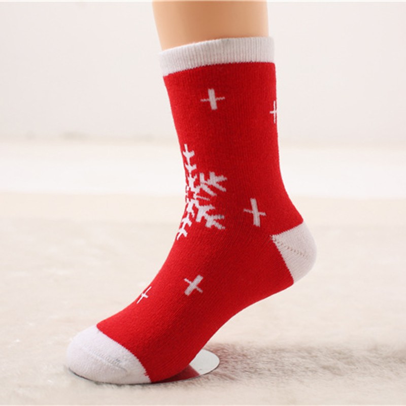 1 Pair Spring Winter Autumn Baby Girls Boys Kids Socks Children Striped Terry Snowflake Elk Santa Claus Christmas Bear