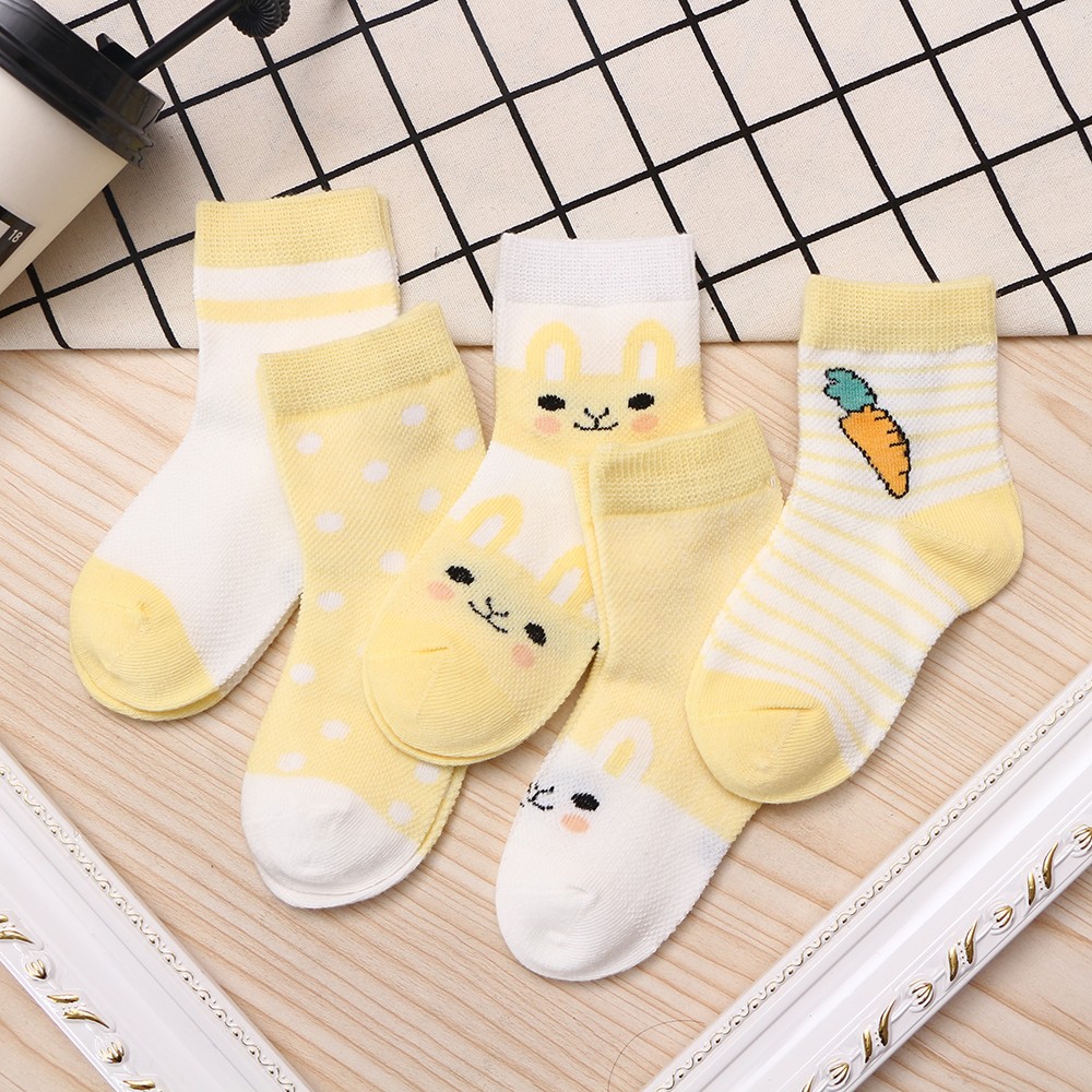 5Pairs/Lot 0-9Y Kids Socks Summer Cotton Cartoon Animal Kids Socks Carrot Girls Mesh Cute Newborn Boy Toddler Children Socks