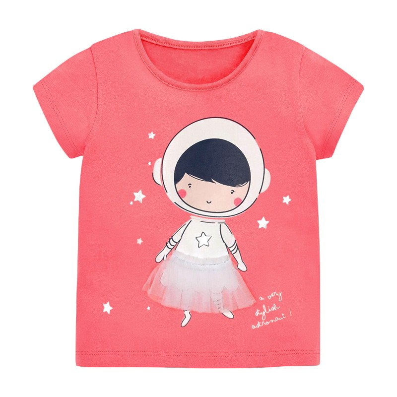 Little Maven 2022 Baby Girls New Fashion Tops Lovely Cartoon Rabbit Cotton T-shirt Soft and Comfort For Kids 2-7 Years