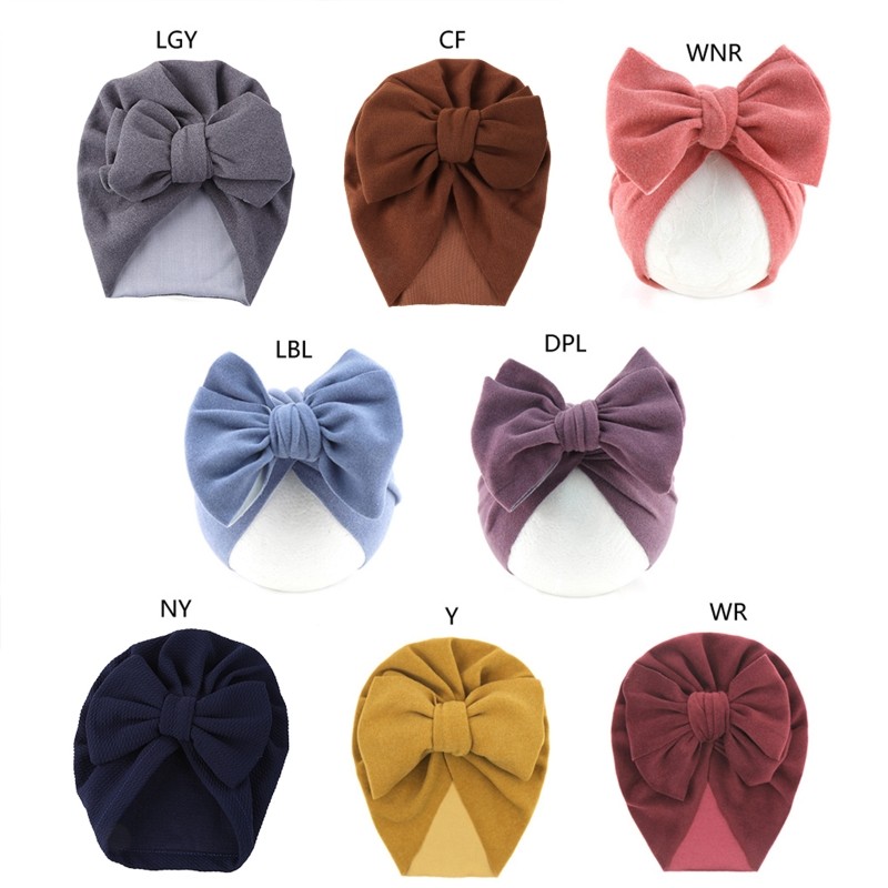 طفل كبير Bowknot الهند قبعة أغطية الرأس بلون قبعة قبعة لطيف القوس القطن مطاطا عمامة عقال للأطفال الرضع حديثي الولادة