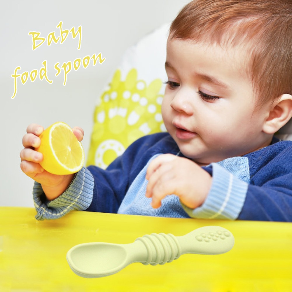 Children Spoon Feeding Tableware Set Baby Utensils Silicone Handle Training Portable Spoon and Fork for Baby