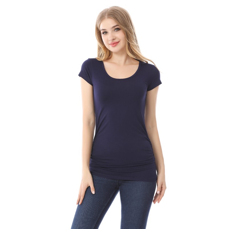 Summer pregnant tshirt maternity tops women plus size short sleeve shirt solid color soft rayon