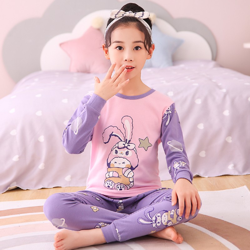 Spring Easter Festival Kids Costume Baby Girls Clothes Clothing Sets Cartoon Bunny Bunny Full Sleeve Top Pants 2pcs Sleepwear