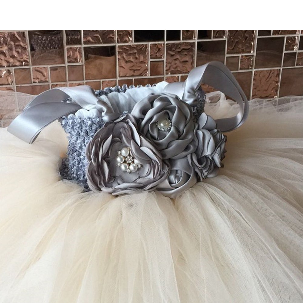 Flower Girl Tutu Dress Ankle Length Princess Tulle Kids Tutu Dresses for Girls Wedding Party Dress Kids Pageant Ball Gowns