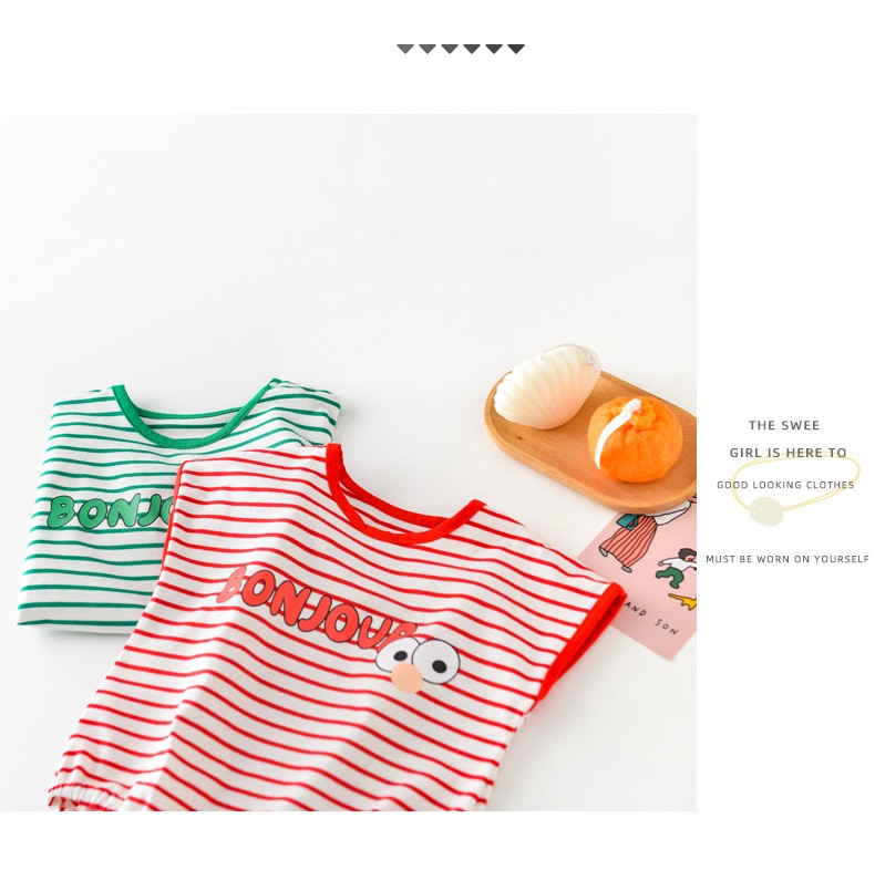 Summer 2022 Baby Clothes Baby Girls Boys Sleeveless Striped Body Suit Cotton Infant Outfits Outfits