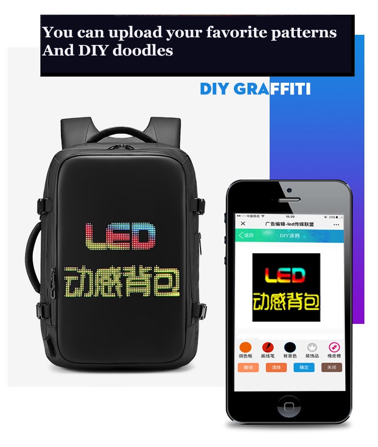 INFEYLAY LED Display Backpack Business Laptop Backpack Men DIY Smart Backpack School Bag Woman Multimedia Backpack