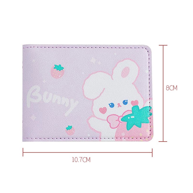 Kawaii Cat Leather Card Wallet for Women Cute Rabbit Cards Driver License Holder Credit Card Protective Sleeve 4 Card Slots