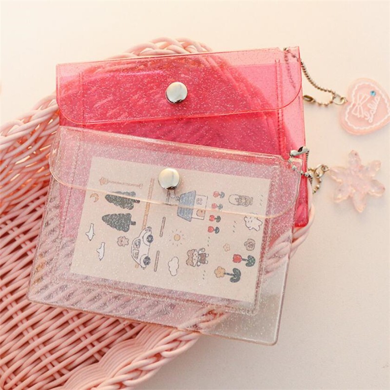 New Fashion 2 Bit Transparent Waterproof PVC Women Girls Card Case Business Card Holder Men Credit Card Bag ID Card Small Wallet