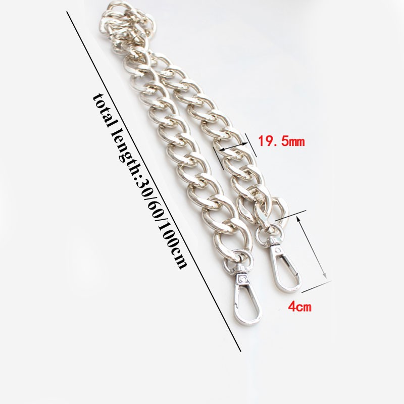 30/60/100cm Replacement Metal Chain For Handbag Handle Bag Black Silver Golden DIY Jewelry Accessories For Bag Hardware Belt