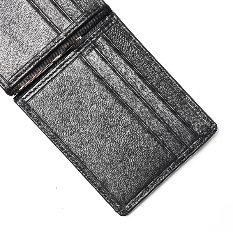 Male Card Holder Genuine Woven Leather Fashion Design Slim Wallet Front Pocket Money Clip Small Wallet for Men Women Luxury Brand