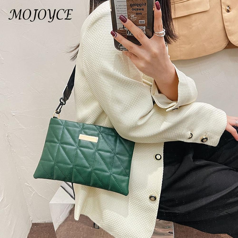 Women Shoulder Bags Fashion PU Leather Underarm Bags Pure Color All-Match Lattice Style Shopping Bags Designer Clutch