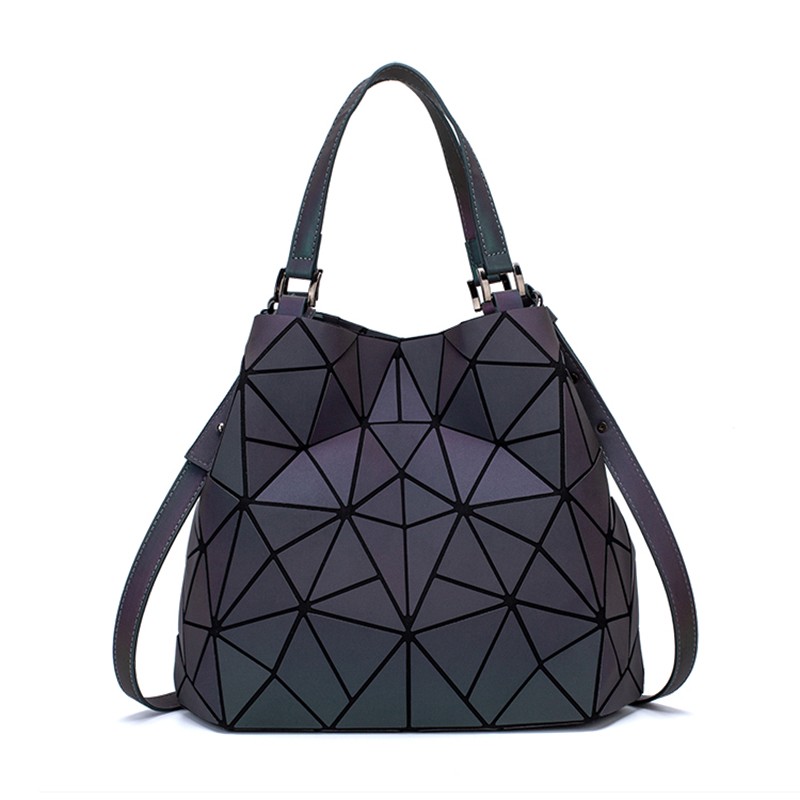 3D Geometric Women Handbag Luminous Large Reflective Bao Bag Women Padded Shoulder Strap 2020