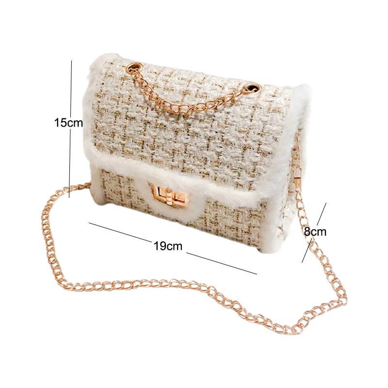 2022 New Fashion Women's Luxury Handbag Designer Women Small Woolen Cloth Messenger Bag Fashion Handbag