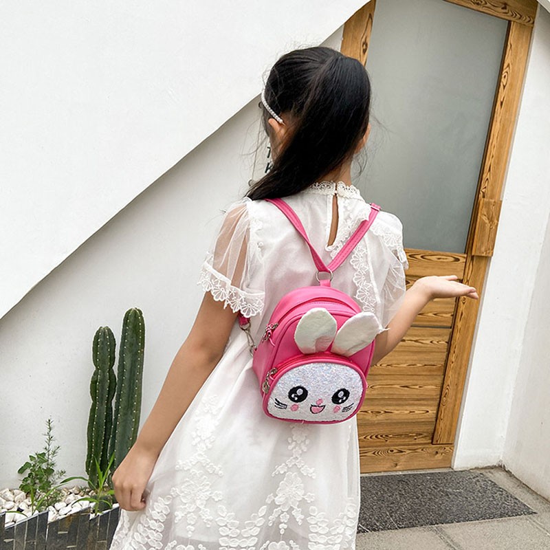 Cute Embroidered Rabbit Backpack Kindergarten School Bag Multi-purpose Girls Messenger Bag Shoulder Bag Children's Accessories