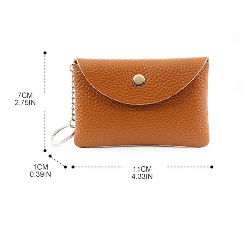 Women Small Coin Purse PU Leather Small Card Cash Card Holder Wallet with Keyring Female Girls Casual Solid Color Money Changing Bag