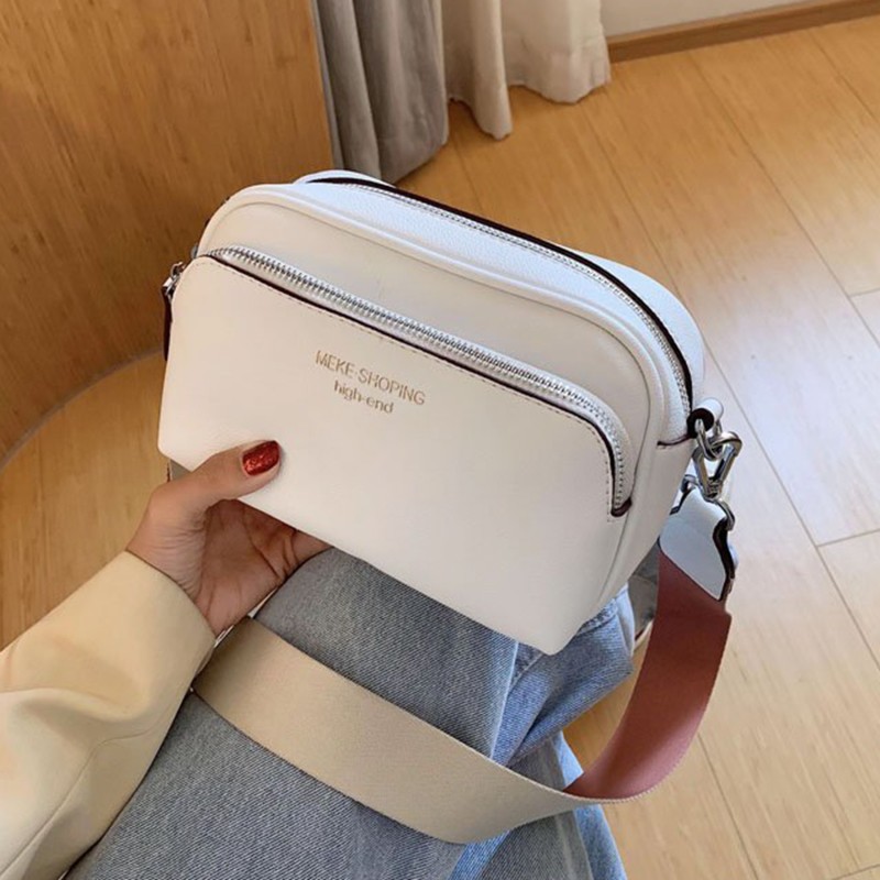 Quality bags for women 2022 fashion wild small square box wide straps female casual shoulder bag solid color lady messenger bag