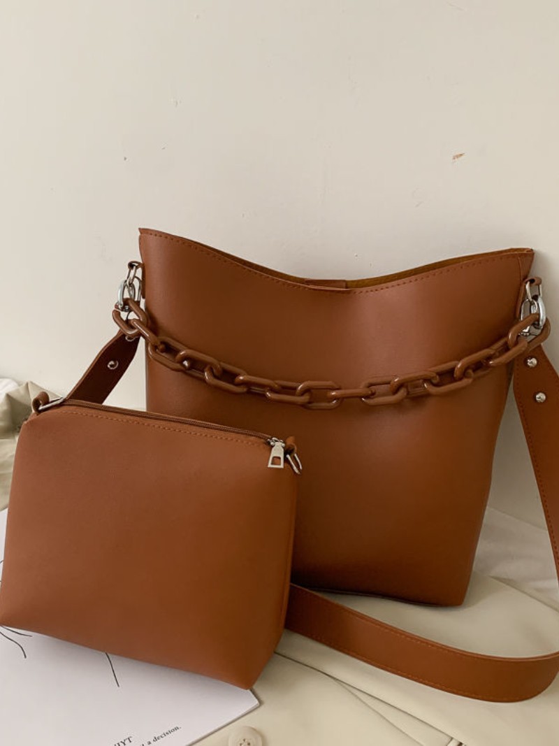 Fashion Brand Design Women Shoulder Bag Large Capacity Chain Bucket Bags High Quality PU Leather Women Composite Bag