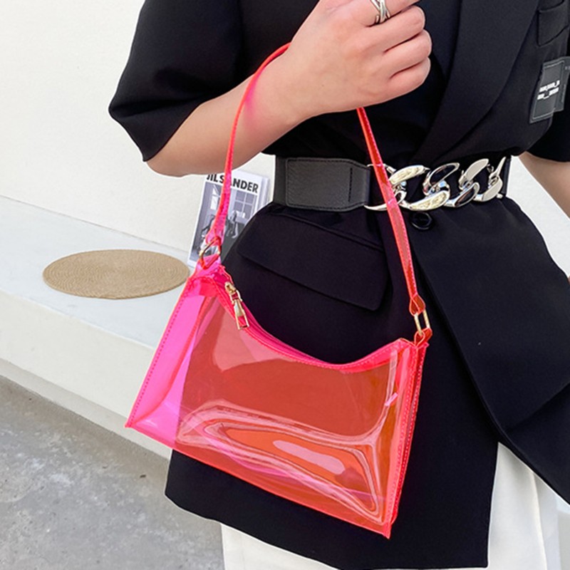 Summer Fashion Transparent Clear Jelly Handbag Shoulder Bags For Women Elegant Evening Bag Ladies Underarm Bag