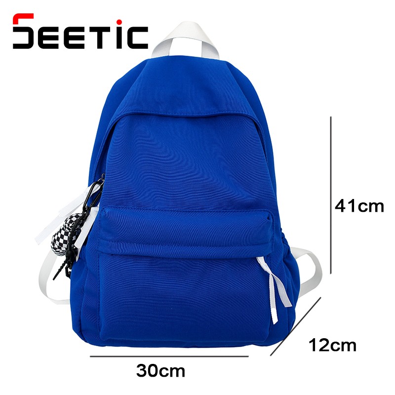 SEETIC 2022 New Nylon Women Backpack Solid Color School Bag Fashion Waterproof Backpack Female Student Anti-theft Backpack Women