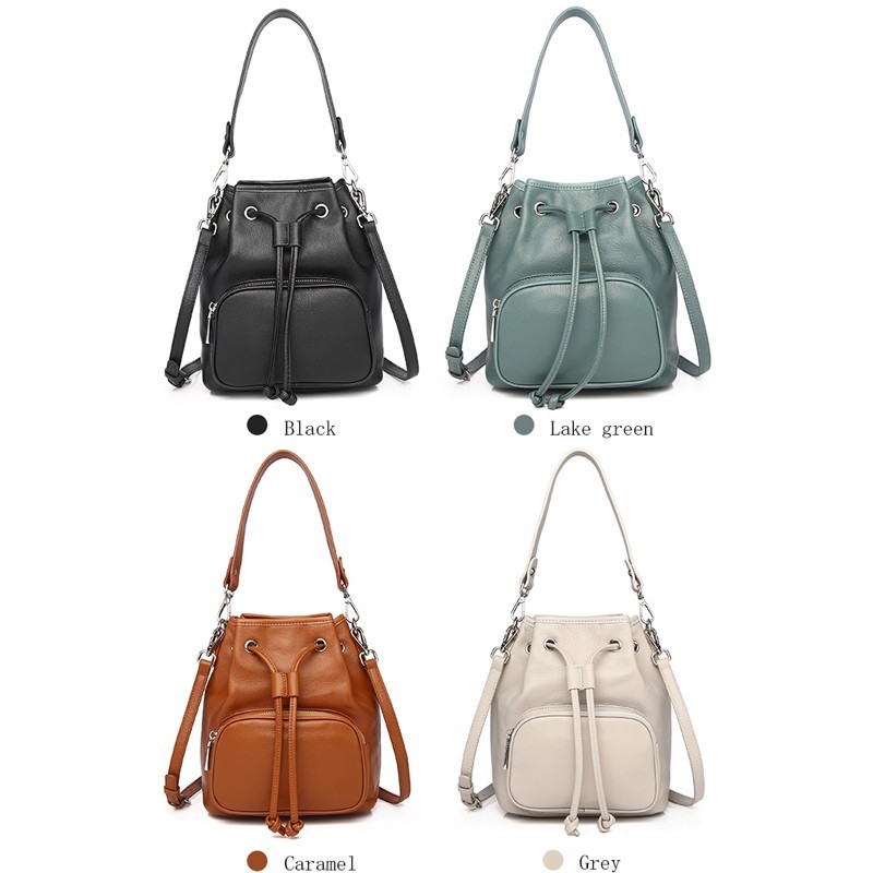 Fashion Bucket Bag Genuine Leather Women Shoulder Bag 2022 Simple Casual Luxury Crossbody Bag Designer Lady Summer Clutch Bag