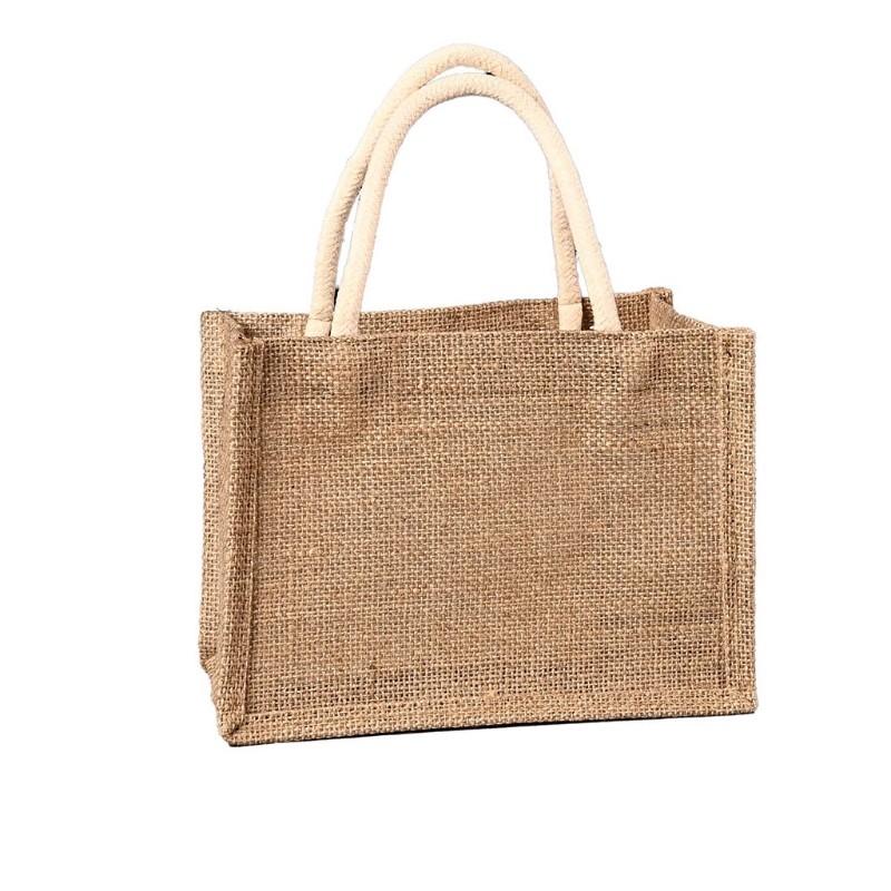 Jute Tote Bags Burlap Reusable Beach Grocery Shopping Bag With Handle Large Capacity Travel Storage Organizer For Women