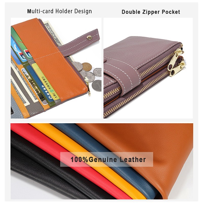 2022 New Korean Women's Wallet Long Large Capacity Zipper Two Fold Clutch Bag Female Leather Wallet