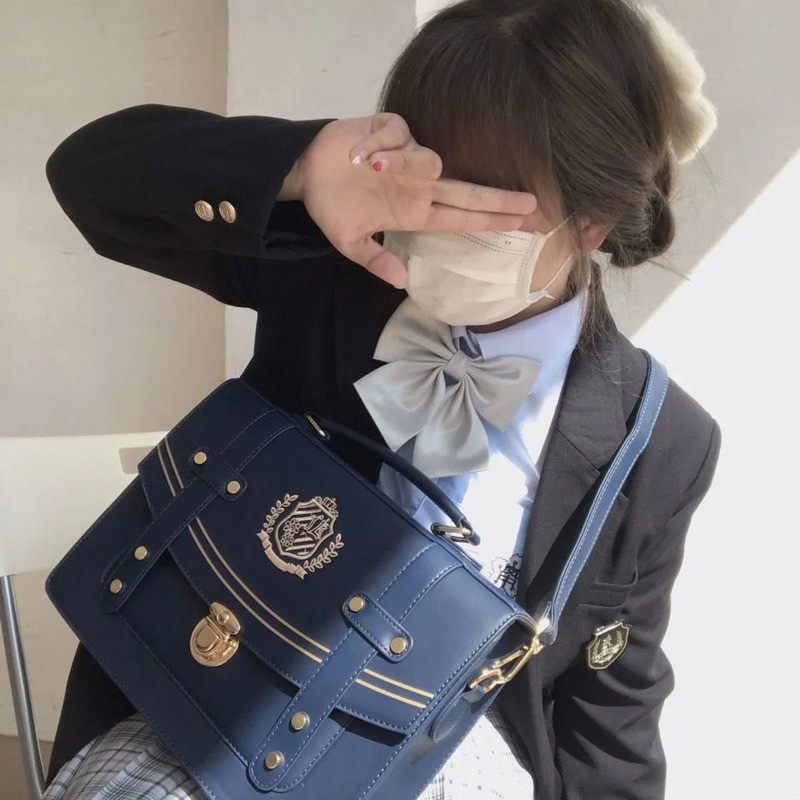 Xiuya 2022 New Japanese Style Preppy JK Uniform Bag Girls School Bag For Women Messenger Shoulder Bag Female Bag Backpack