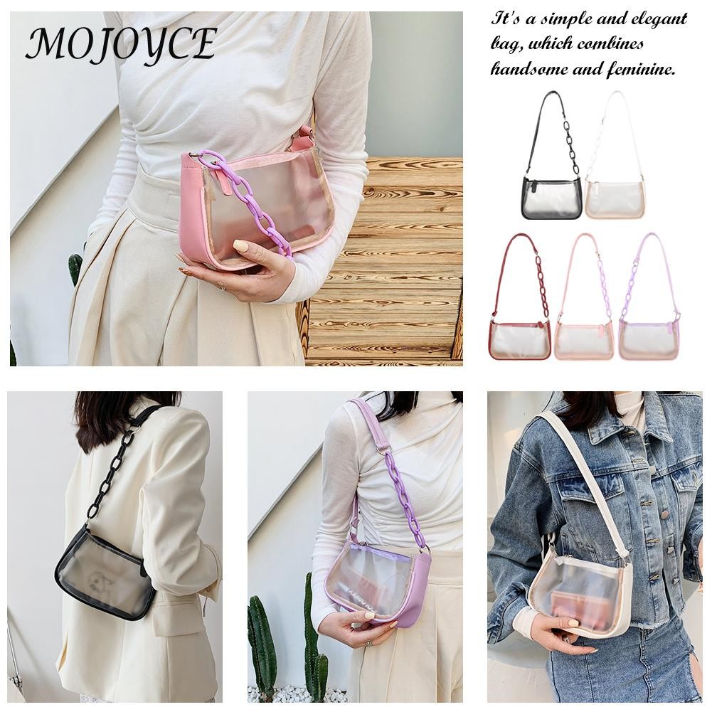 Fashion Women PVC Transparent Shoulder Bag Lady Small Zipper Luxury Handbag For Ladies Women Outdoor Shopping