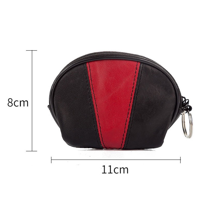 New Fashion Genuine Leather Wallet Semi-circular Splicing Zipper Coin Purse Key Holder Storage Money Pouch Cash Pocket Clutches