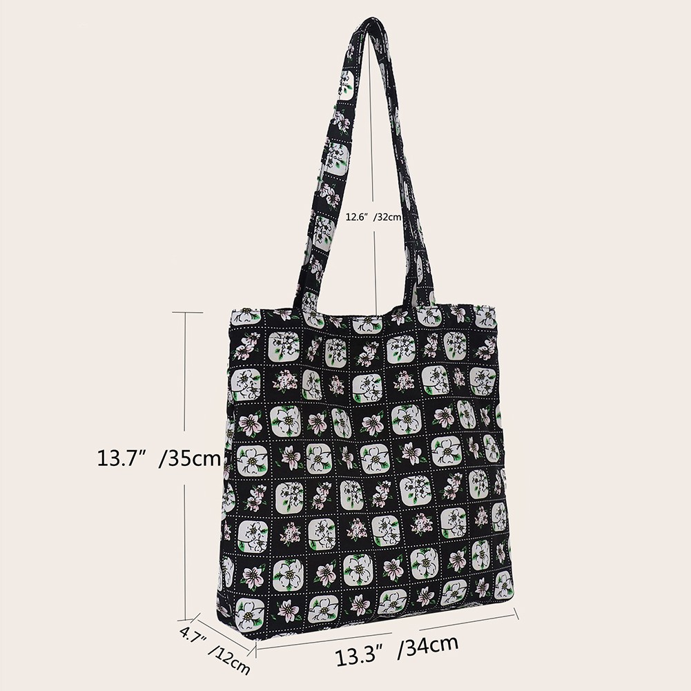 Women Canvas Shoulder Bag Large Capacity Fashion Handbag Casual Flower Daily Book Shopping Bag Bag for Girls Handbag 2022