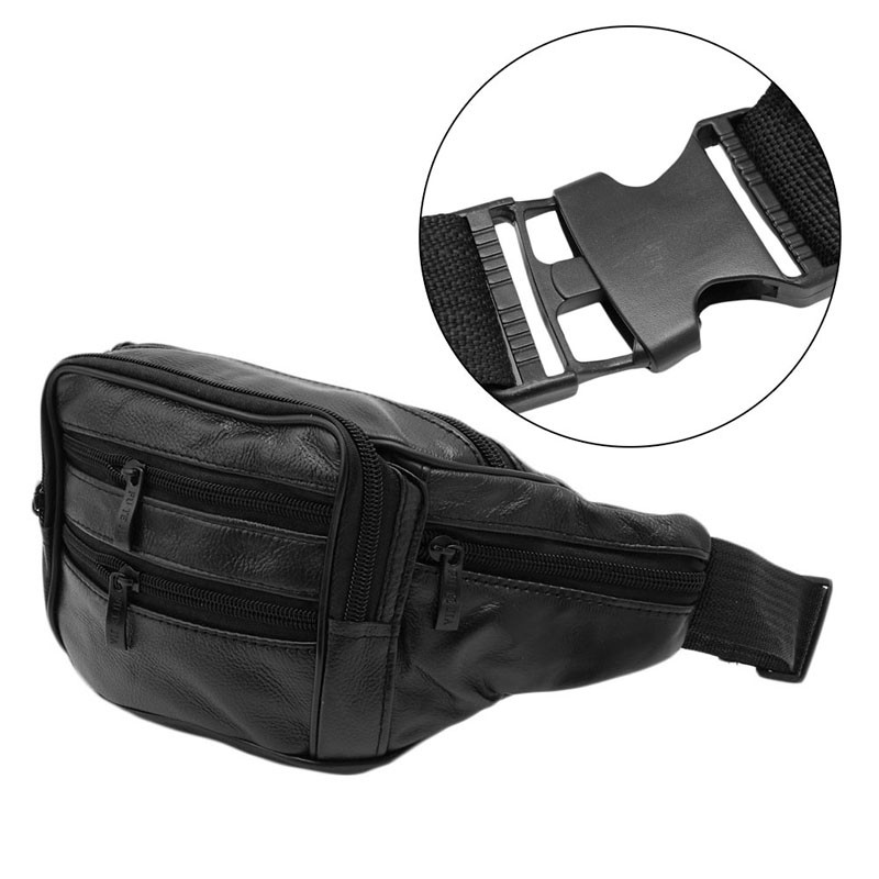 Men's Classic Leather Messenger Bag Waist Bag For Outdoor Hiking Motorcycle