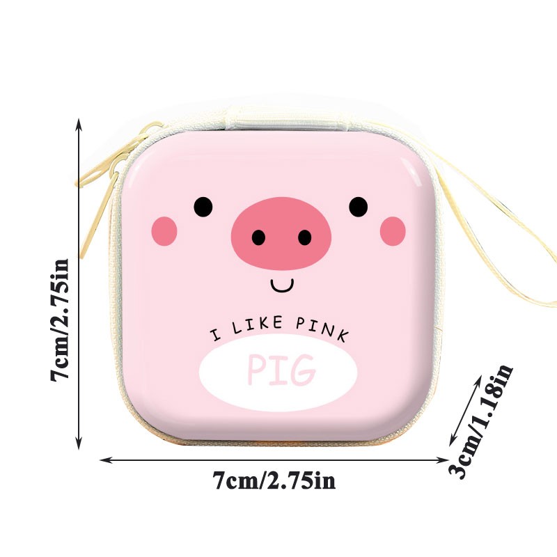 Creative Tinplate Zipper Coin Purse Cartoon Animal Pattern Headphone Organizer Pocket Card Holder USB Cable Data Line Storage