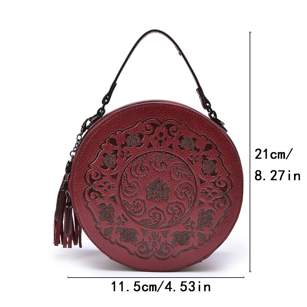 Fashion Design Women Round Bag Leather Brand Women's Circular Crossbody Shoulder Messenger Bag Ladies Purse Female Bolsa Handbag