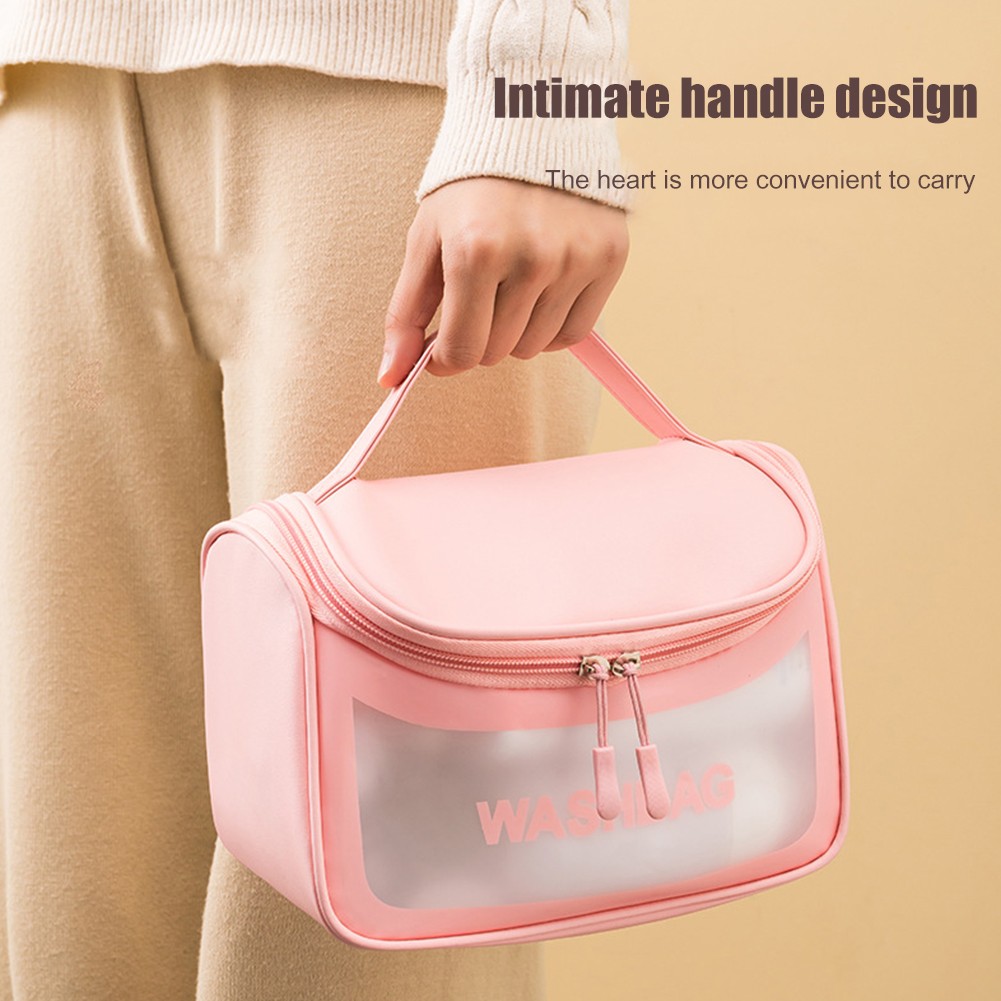 PVC Waterproof Large Capacity Cosmetic Bag Clear Zipper Portable Makeup Bags Waterproof Travel Portable Pouch