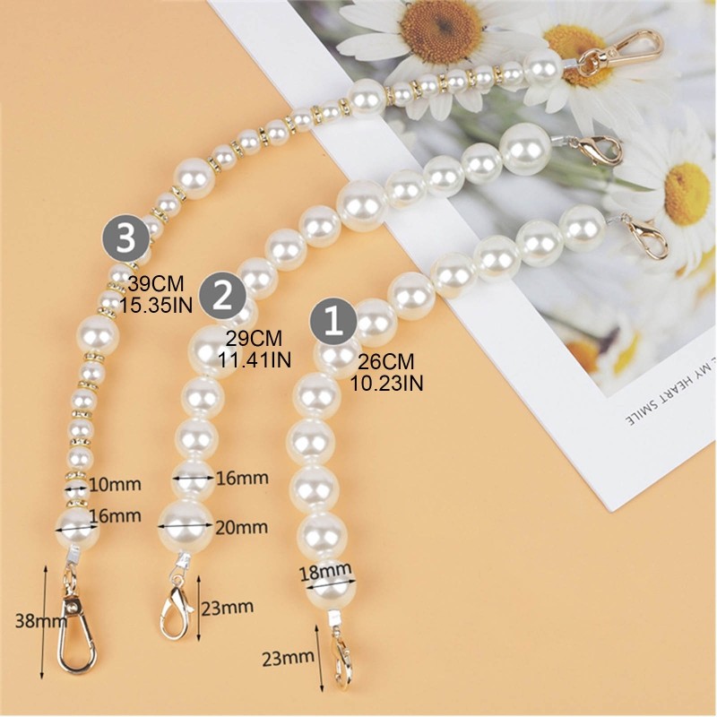 X7YA Artificial Pearl Purse Chain Handles For Handbag Shoulder Bag Strap Replacement