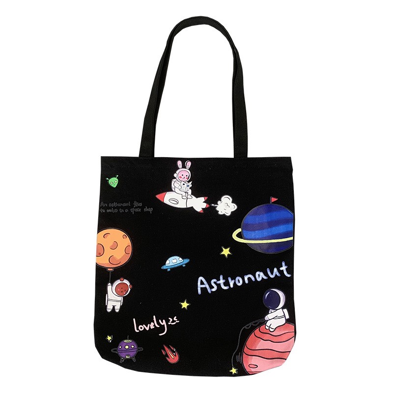 Bfuming Cute Canvas Zipper Shopping Bag Large Capacity Tote Bag For Girls Fashion Shoulder Bag