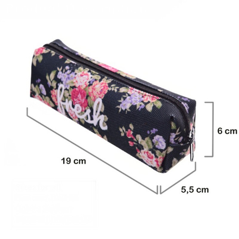 Women Retro Flower Print Cosmetic Bag Makeup Bag Kids School Pencil Bag Small Shower Pouch Organizer Bag