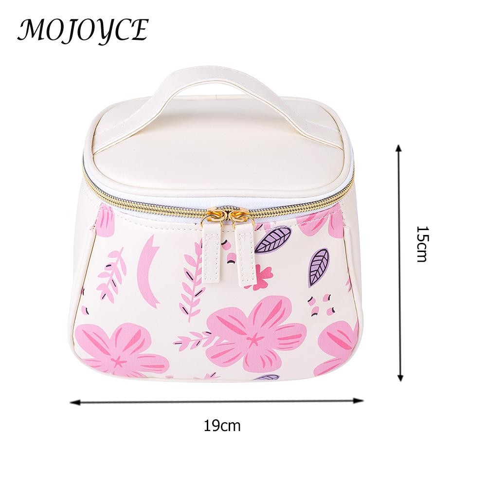 Korean PU leather printing cosmetic bag fashion printing portable female cosmetic large capacity trend retro casual cosmetic bag