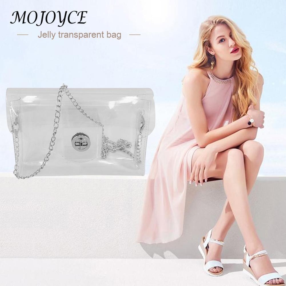 PVC Transparent Women Shoulder Bag Clear Handbag Jelly Small Phone Card Holder for Outdoor Shopping Traveling