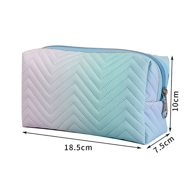 1PC Gradient Color PU Leather Cosmetic Bag For Women Zipper Travel Cosmetic Bag Large Female Waterproof Make Up Pouch Necessities