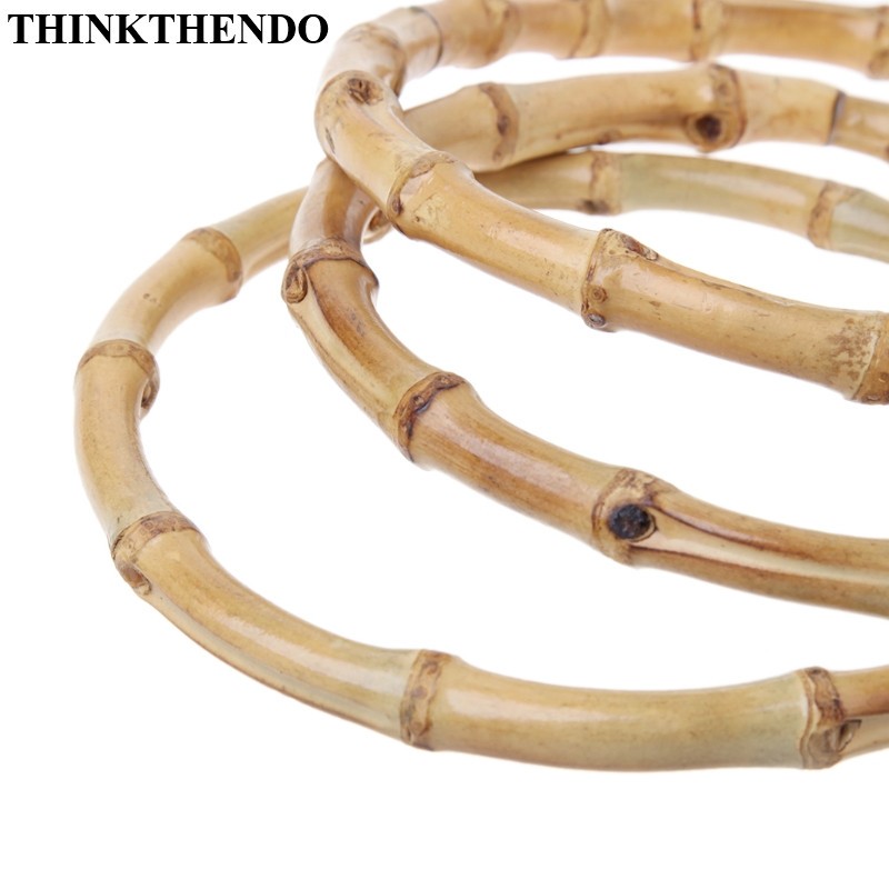 THINKTHENDO - Bamboo Round Handle, for Handmade Handbag, DIY Bag Accessories