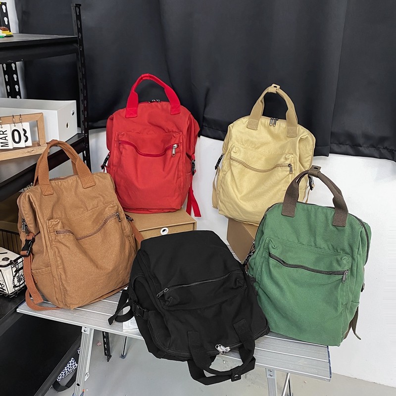 Vintage Casual Travel Backpacks 2022 Fashion High Capacity Solid Color Backpack Student School Bag Simple Backpack Designer