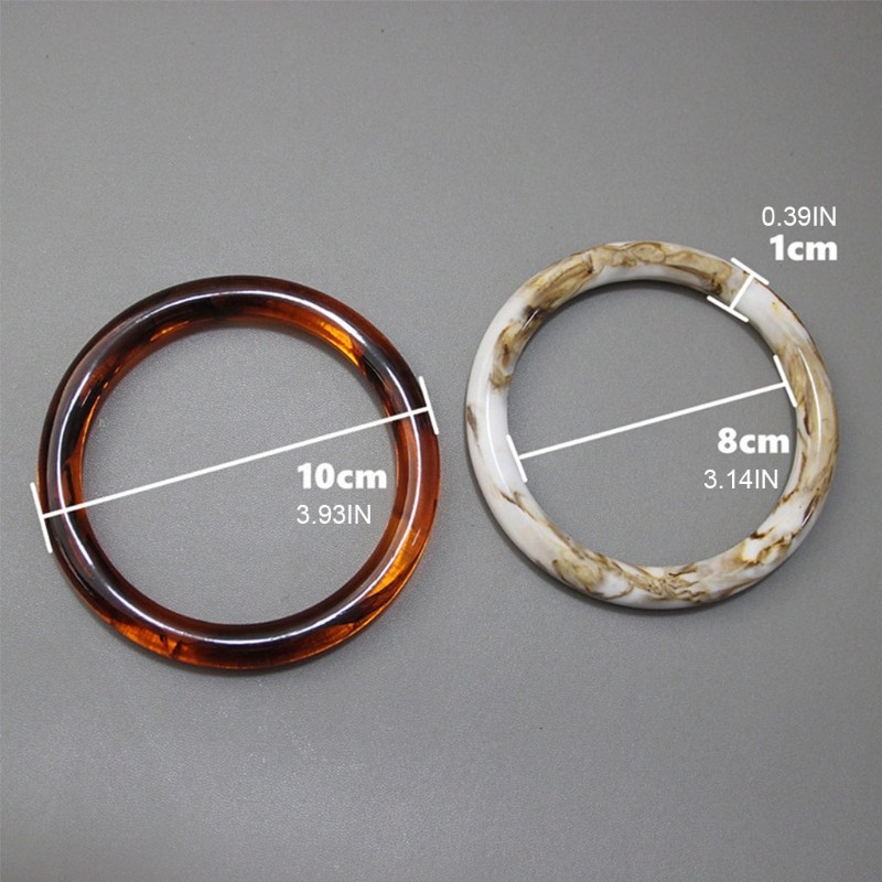 2pcs Fashion Resin Round Ring Purse Handle For Bag Making Handle Replacement DIY Crafts Women Girls Bags Parts Accessory