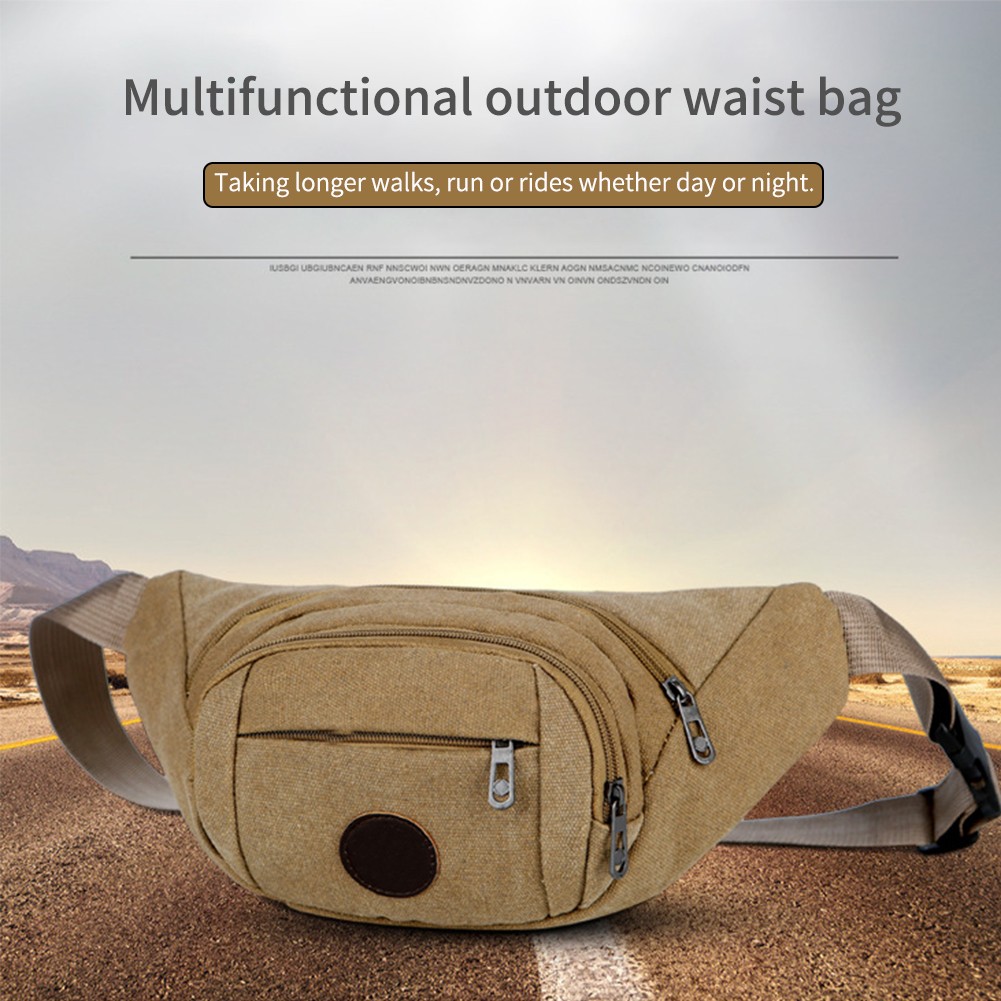 Men's Outdoor Sports Washable Vacation Waist Pack Waterproof Money Pouch Travel Hands Free Cycling Zipper Closure Adjustable Belt