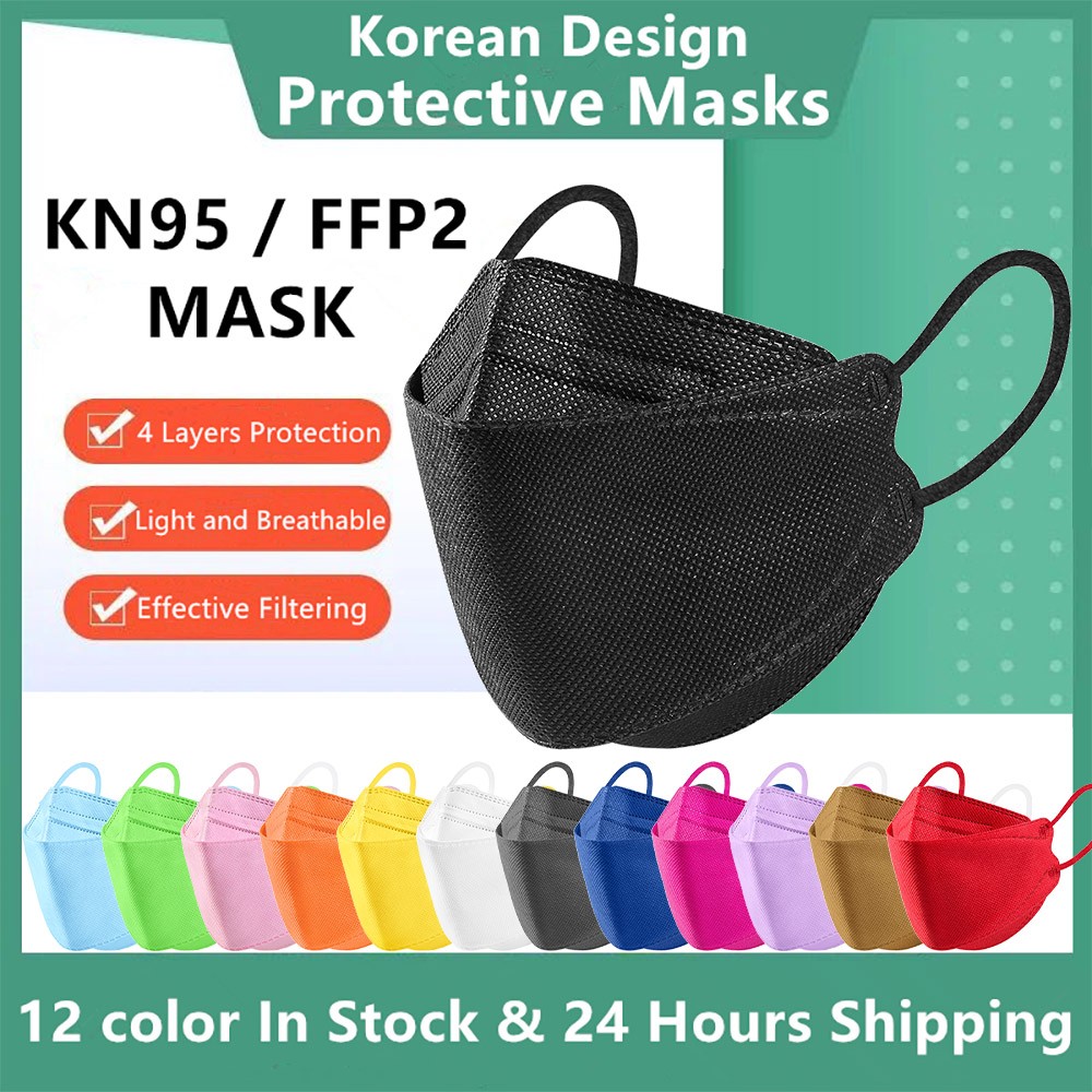 FFP2 Mascarillas إسبانيا 10-100 قطعة FPP2 قناع السمك KN 95 4 طبقات الأسماك FP2 أقنعة الوجه الملونة ffp2fan الكورية KN95 قناع الكبار