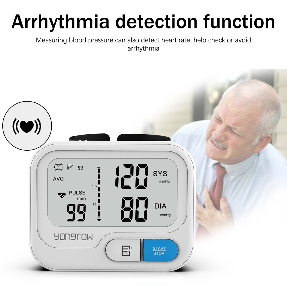 Yongrow Automatic Digital Wrist Blood Pressure Monitor Sphygmomanometer Tonometer Heart Rate Pulse Meter BP Monitor