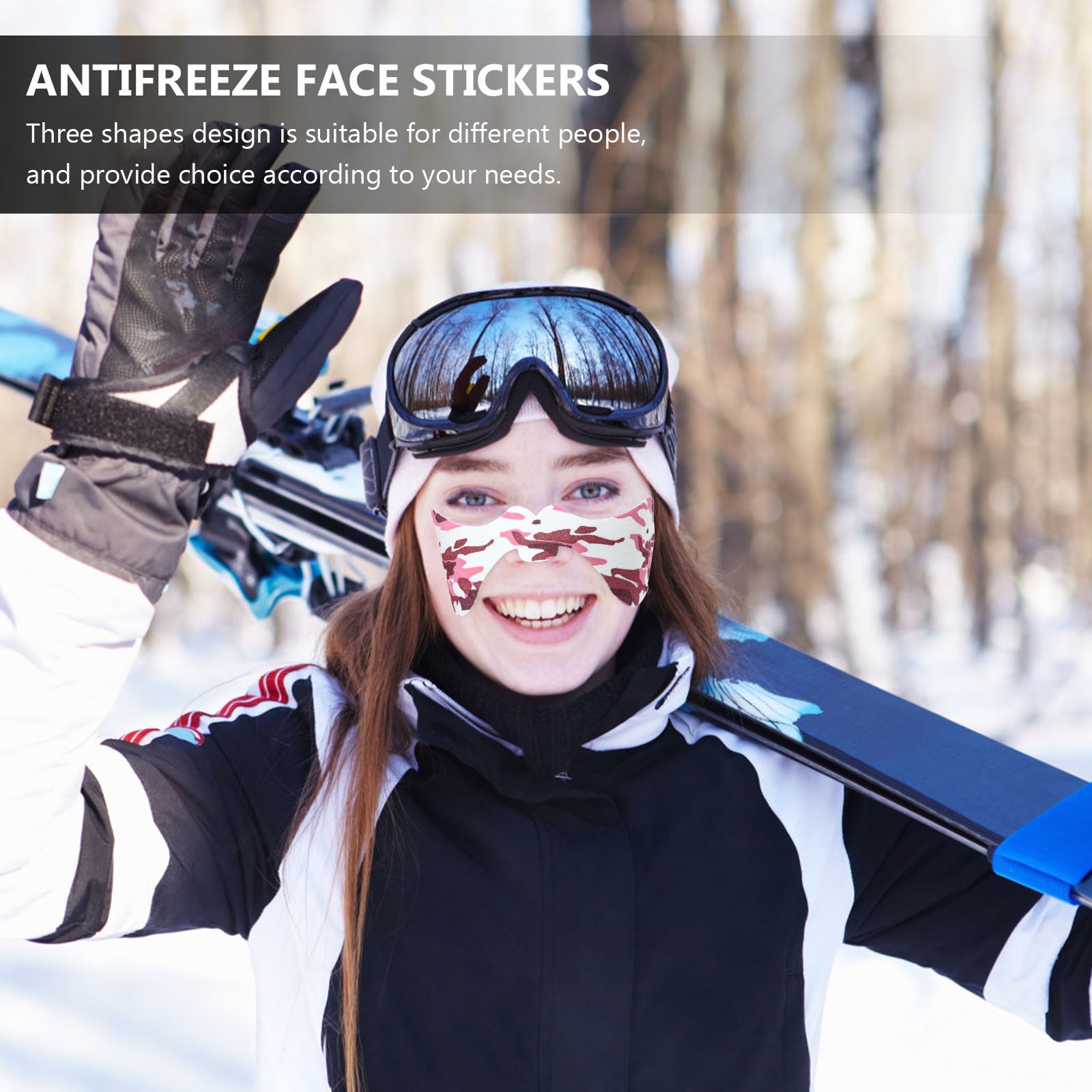 3 Sets Winter Antifreeze Face Stickers Outdoor Riding Face Protective Stickers Winter Sports Face Protective Sticker