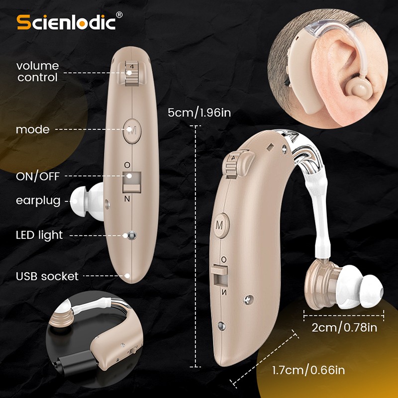 Small Rechargeable Digital Hearing Aid BTE Hearing Aids Adjustable Tone Portable Amplifier Deaf Elderly Hearing Aids Digital