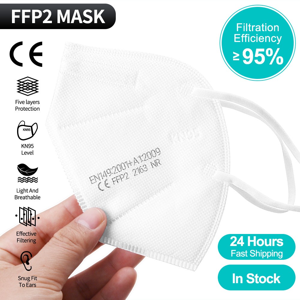 10-200 قطعة معتمد kn95 قناع fpp2 Mascarillas ffp2 homology ada ffp2fan 5 طبقات واقية أقنعة الوجه الأسود قناع جهاز التنفس