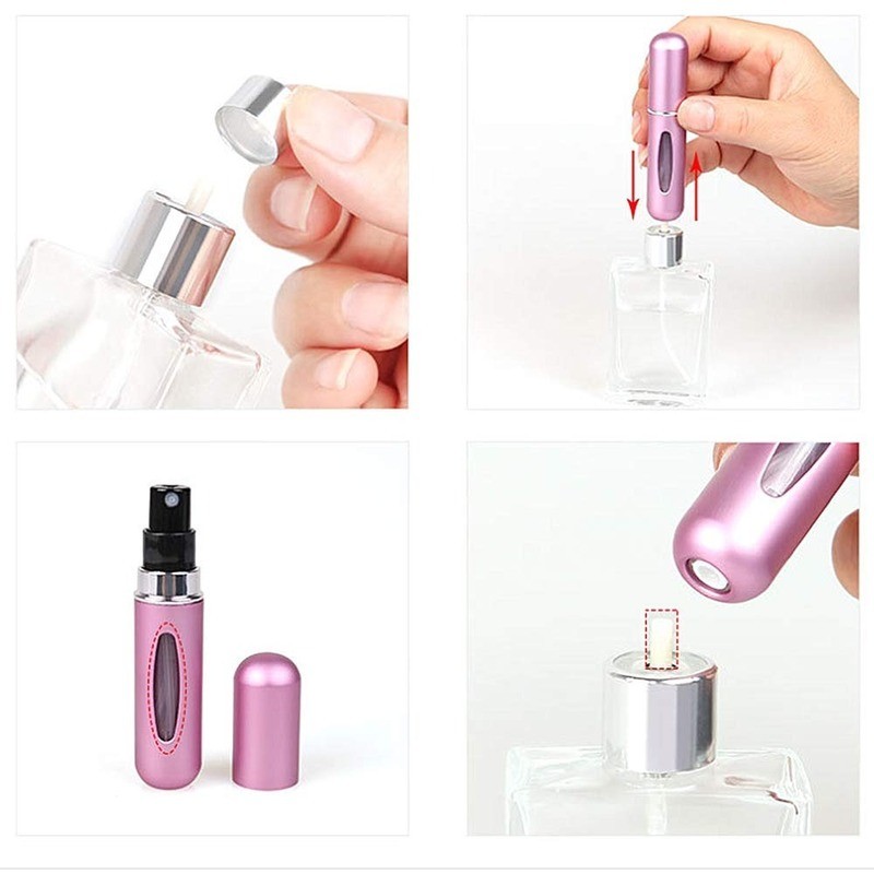 5ml Perfume Atomizer Portable Liquid Container For Cosmetics Small Aluminum Atomizer Coachella Empty Bottle Refillable For Travel